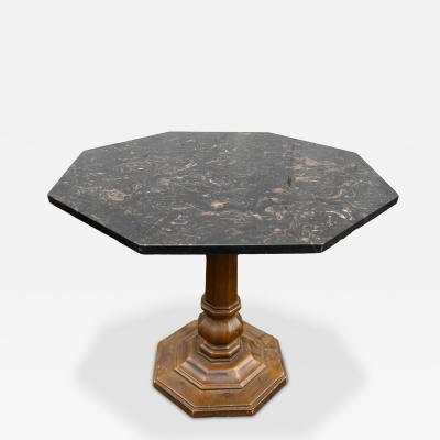 Octagon Shape Granite Top Occasional Pedestal Base Table
