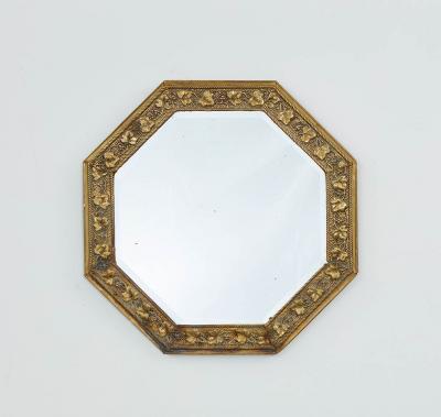 Octagonal Arts Crafts Brass Mirror