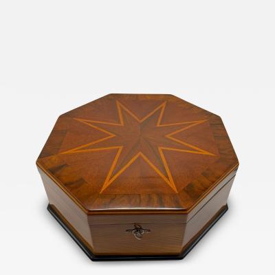 Octagonal Bauhaus Box Ash Walnut Maple Mahogany Velvet Vienna circa 1920