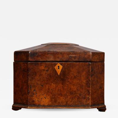 Octagonal Burl Oak Tea Caddy