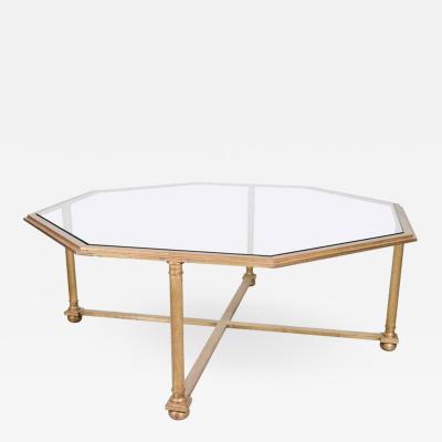 Octagonal Gilt Coffee Table with Glass Top