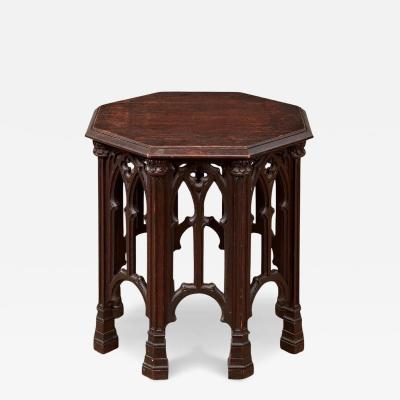 Octagonal Gothic Tracery Taboret Table