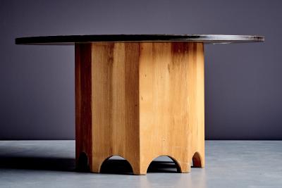Octagonal Pedestal Table with round Slate Top