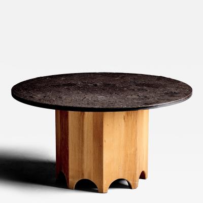 Octagonal Pedestal Table with round Slate Top