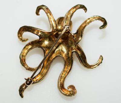 Octopus Brooch 18 K Gold