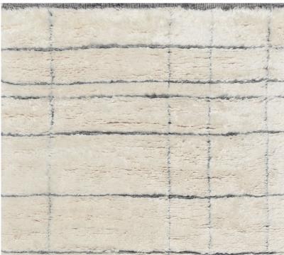 Off White and Gray Moroccan Style Geometric Rug