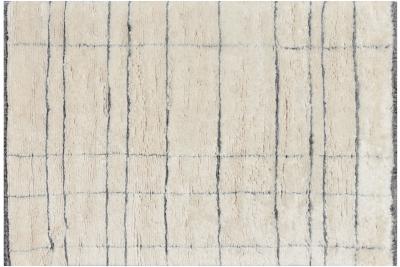 Off White and Gray Moroccan Style Geometric Rug