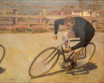 Oil Painting Bicycle Racer