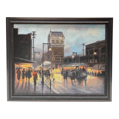 Oil Painting Facsimile by G Harvey of Texas Street Scene Dallas Remembered