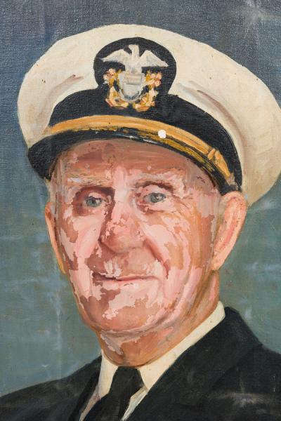 Oil Painting Portrait of a Naval Officer on Stretched Canvas