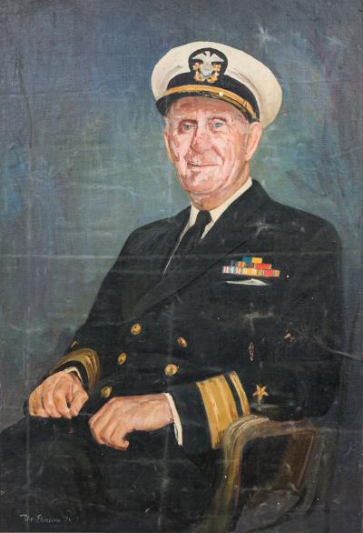 Oil Painting Portrait of a Naval Officer on Stretched Canvas