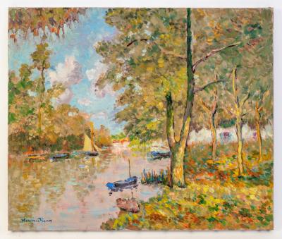 Oil Painting by Henri Stern 1902 1988 Les Bords de Marne c 1940