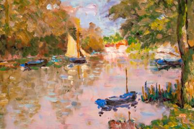 Oil Painting by Henri Stern 1902 1988 Les Bords de Marne c 1940