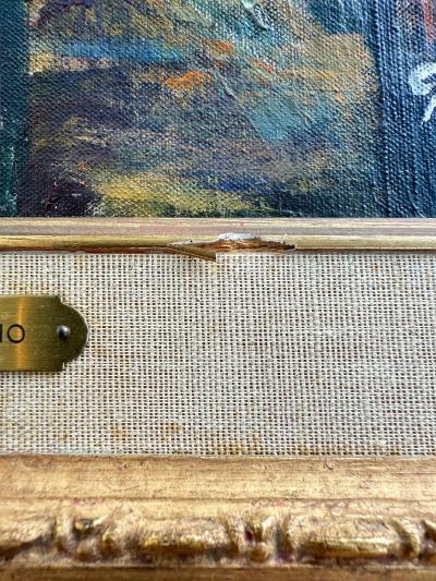 Oil Painting on Wood Venezuelan Artist Gabriel Bracho Aquaduct Door of Caracas