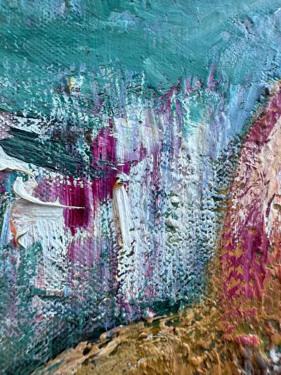 Oil Painting on Wood Venezuelan Artist Gabriel Bracho Aquaduct Door of Caracas