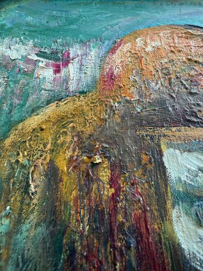 Oil Painting on Wood Venezuelan Artist Gabriel Bracho Aquaduct Door of Caracas