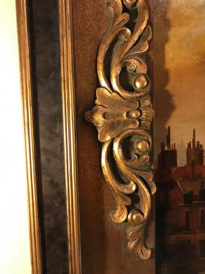 Oil on Canvas City View Sunset City Scene with Palace Signed Kitty Young