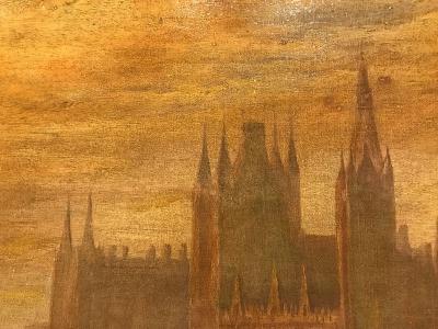 Oil on Canvas City View Sunset City Scene with Palace Signed Kitty Young