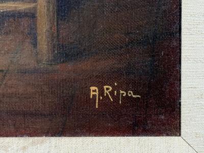 Oil on Canvas Mother and Child Signed A Ripa Italy 19th 20th c 