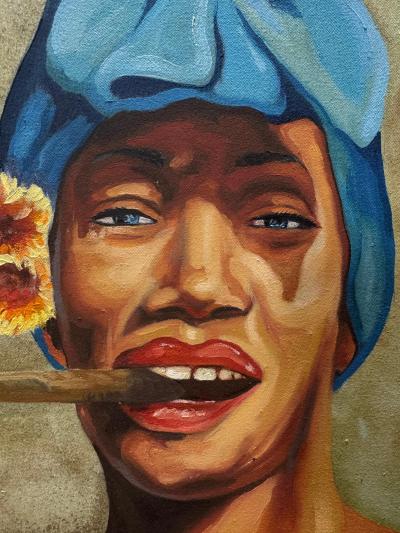 Oil on Canvas Portrait Painting of West Indies Woman by Lenier