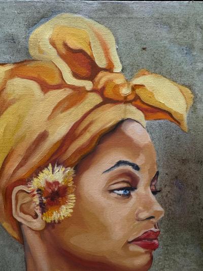 Oil on Canvas Portrait of West Indies Woman by Lenier