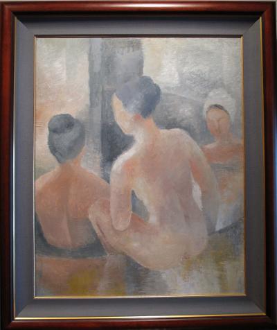 Oil on canvas Bath House in Tokyo by Frances Blakemore