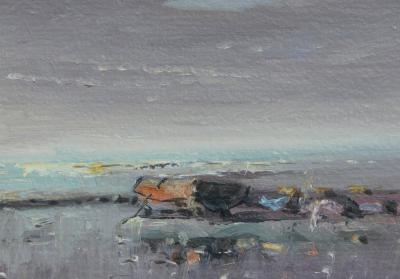 Oil on canvas Laszlo Ritter Hungary 1937 2003 3 beach scene paintings
