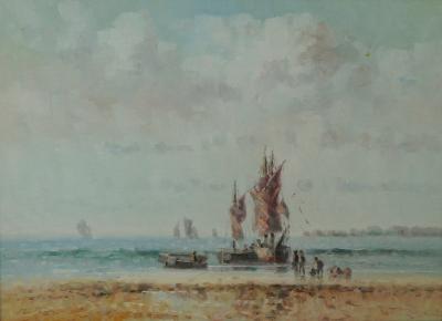 Oil on canvas Laszlo Ritter Hungary 1937 2003 3 beach scene paintings