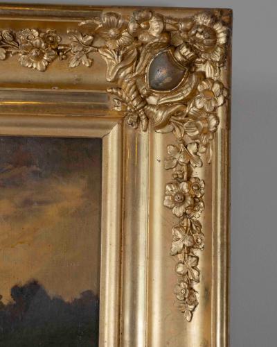 Oil on canvas Pointing Dog in a Landscape French School 19th century