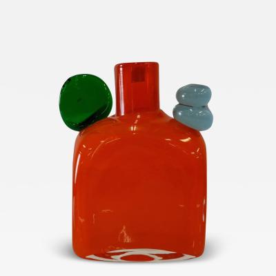 Oiva Toikka Oiva Toikka Orange Green Blue Pampula Glass Bottle Sculpture Nuutaj rvi 1970s