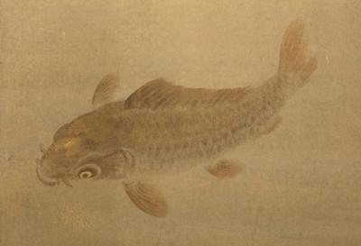 Okamoto H sui Koi and Mooring Post 1920s 30s