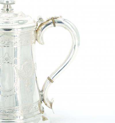 Old English Engraved Exterior Silver Plate Walker Hall Tankard