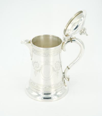 Old English Engraved Exterior Silver Plate Walker Hall Tankard