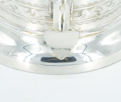 Old English Engraved Exterior Silver Plate Walker Hall Tankard