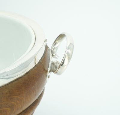 Old English Oak Exterior Holding Base Porcelain Interior Tableware Bowl