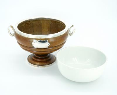Old English Oak Exterior Holding Base Porcelain Interior Tableware Bowl