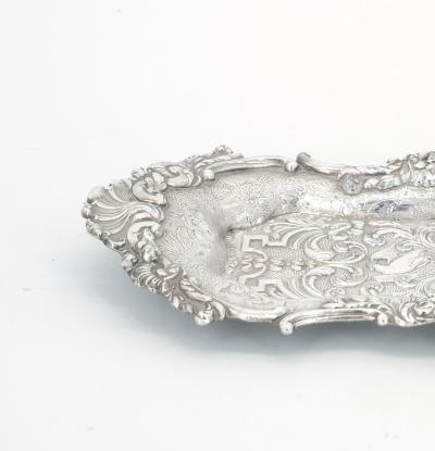 Old English Sheffield Silver Plate Snuffer Tray Engraved Interior