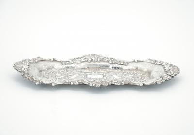 Old English Sheffield Silver Plate Snuffer Tray Engraved Interior
