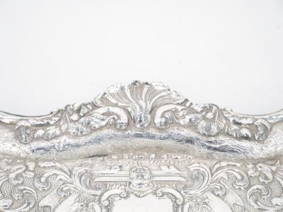 Old English Sheffield Silver Plate Snuffer Tray Engraved Interior