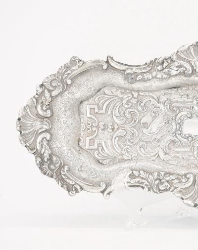 Old English Sheffield Silver Plate Snuffer Tray Engraved Interior