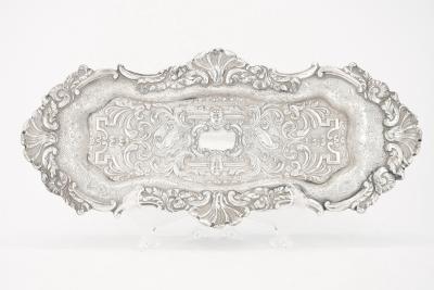 Old English Sheffield Silver Plate Snuffer Tray Engraved Interior