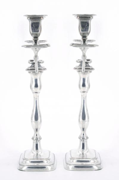 Old English Sheffield Silver Plate Tableware Pair Two Ram Candelabra