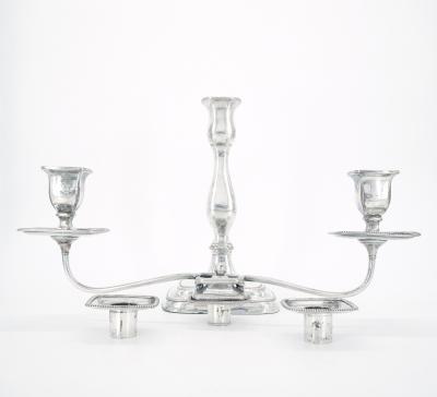 Old English Sheffield Silver Plate Tableware Pair Two Ram Candelabra