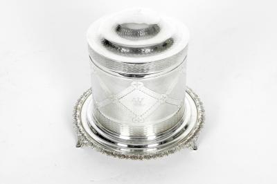 Old English Silver Plate Biscuit Box Tea Caddy