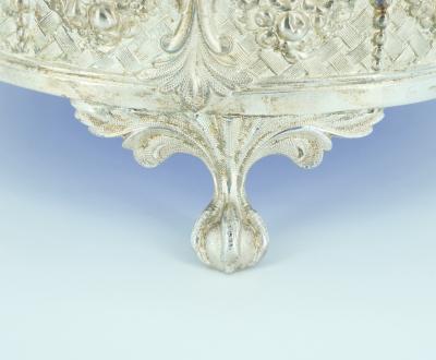 Old English Silver Plate Cobalt Glass Interior Serving Comport Disk