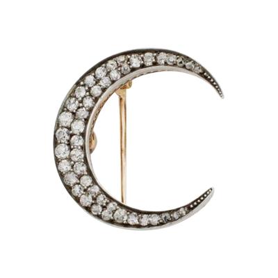 Old Mine cut Diamond Crescent Brooch