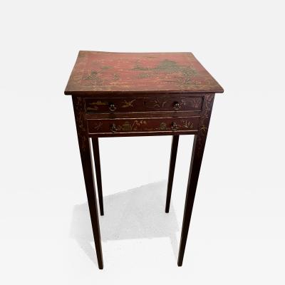 Old Red Lacquered Table with Chinoiserie Decoration