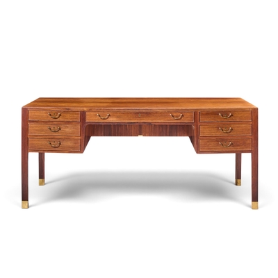 Ole Wancher Ole Wanscher for AJ Iversen Mid Century Danish Rosewood and Brass Desk