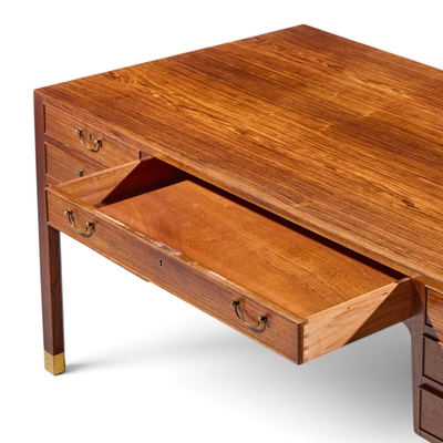 Ole Wancher Ole Wanscher for AJ Iversen Mid Century Danish Rosewood and Brass Desk