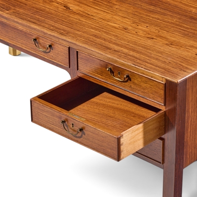 Ole Wancher Ole Wanscher for AJ Iversen Mid Century Danish Rosewood and Brass Desk